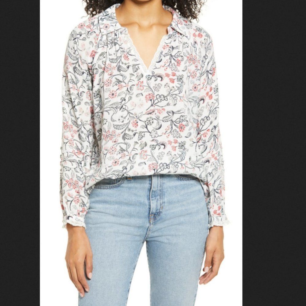 Lucky Brand Floral‎ Long Sleeve Tunic Size Small